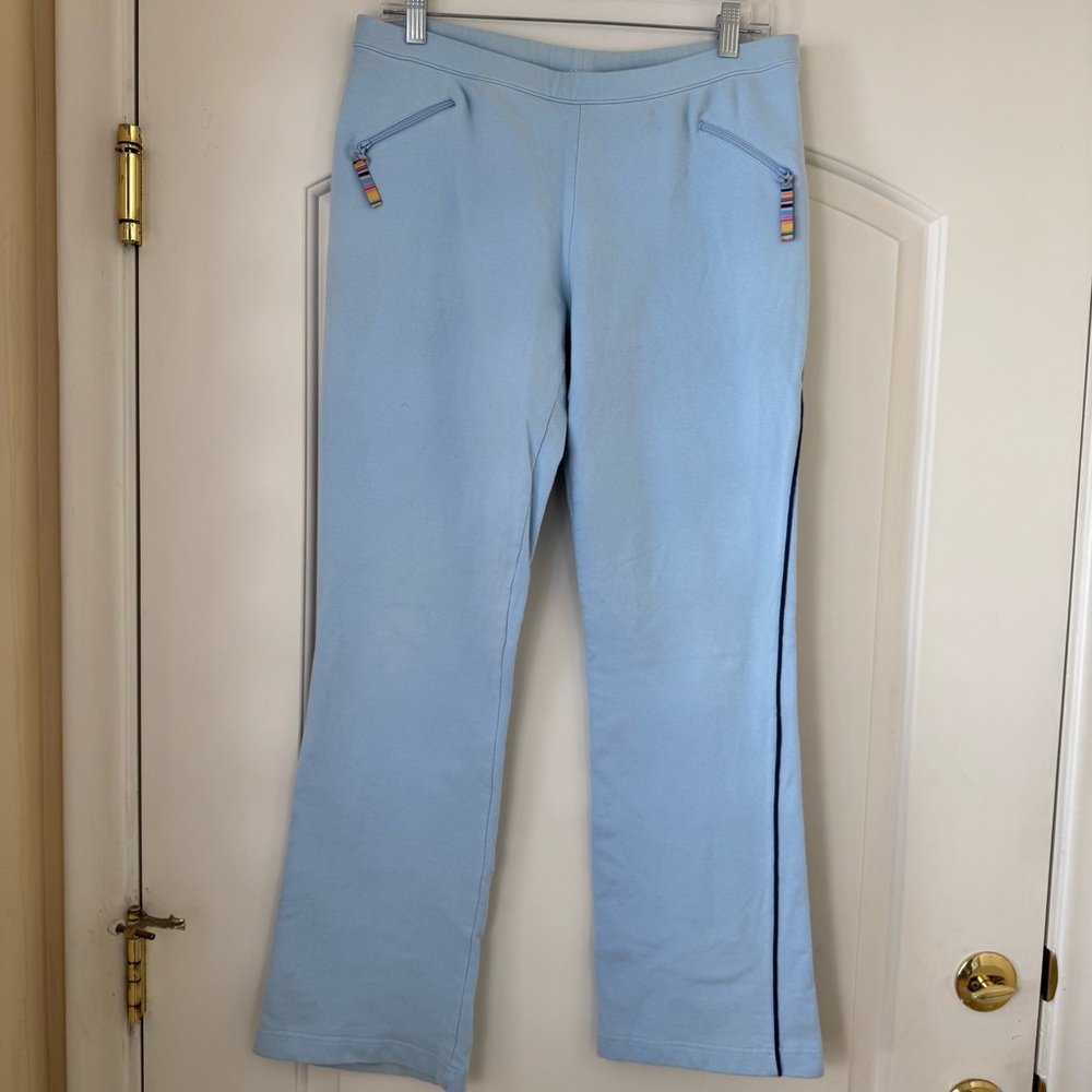 Cynthia Rowley Swell Light Blue Flared Track Pants Colorful Accents Womens XL